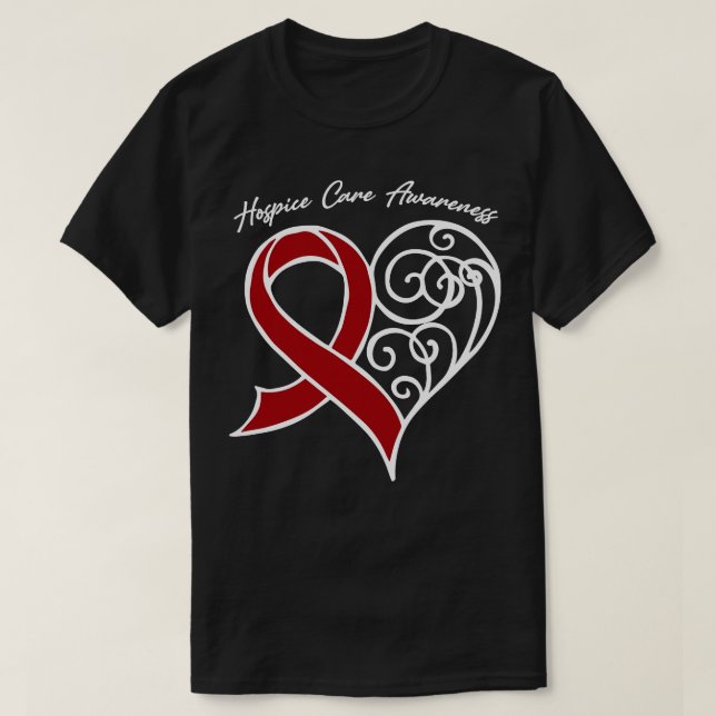 Hospice Care Awareness Heart Ribbon Gift Valentine T-Shirt (Design Front)