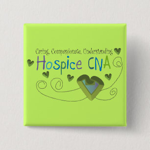 Hospice CNA Green Hearts 15 Cm Square Badge