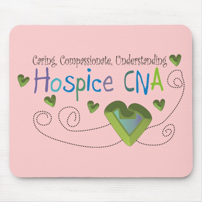 Hospice CNA Green Hearts Mouse Pad (Front)