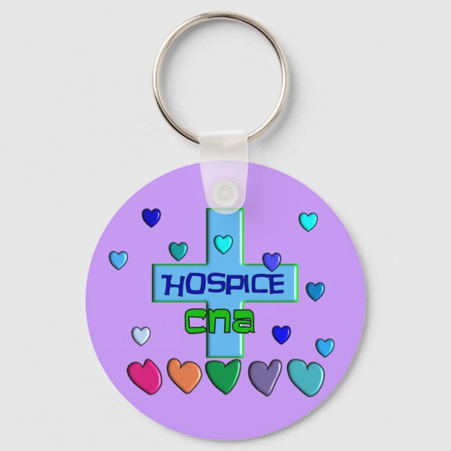 Hospice CNA Multi Hearts Design Key Ring (Front)