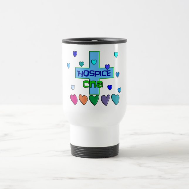Hospice CNA Multi Hearts Design Travel Mug (Center)