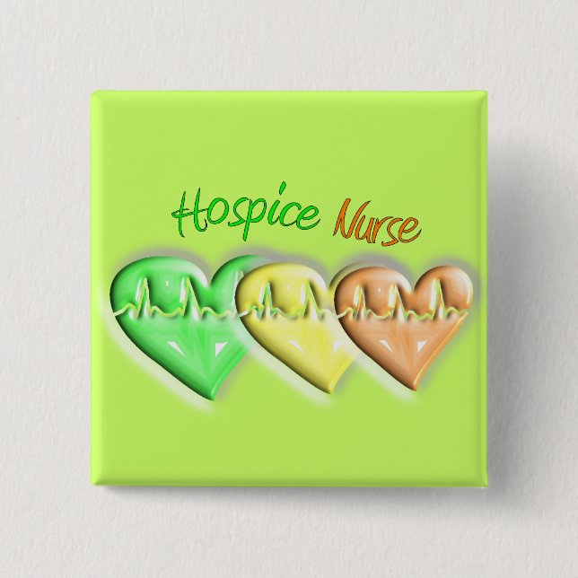 Hospice Nurse 3D Hearts 15 Cm Square Badge (Front)