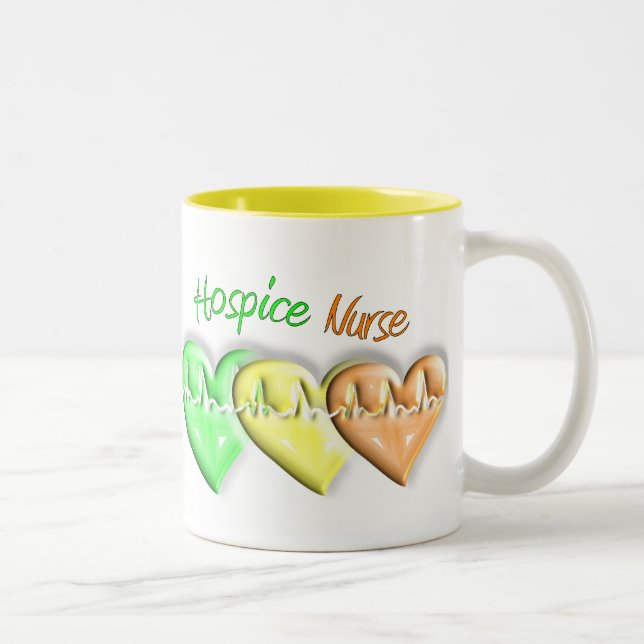 Hospice Nurse 3D Hearts Two-Tone Coffee Mug (Right)