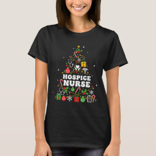 Hospice nurse christmas tree lights womens mens T-Shirt