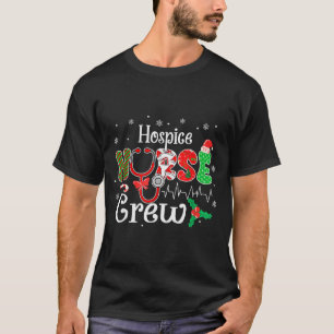 Hospice Nurse Crew Bow Stethoscope Santa Hat Chris T-Shirt