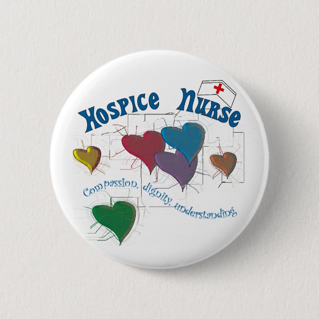 Hospice Nurse Multi Coloured Hearts 6 Cm Round Badge (Front)