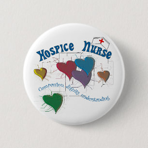 Hospice Nurse Multi Coloured Hearts 6 Cm Round Badge