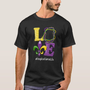 Hospice Nurse Nurse Mardi Gras Leopard Festival Pa T-Shirt