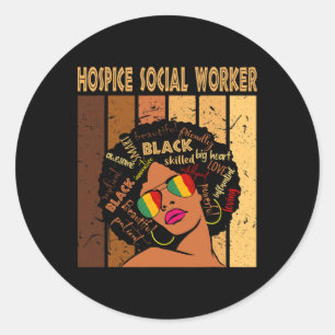 Hospice Social Worker Afro African Women Black His Classic Round Sticker