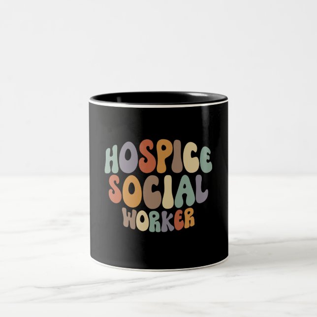 Hospice Social Worker Proud Career Profession Two-Tone Coffee Mug (Center)