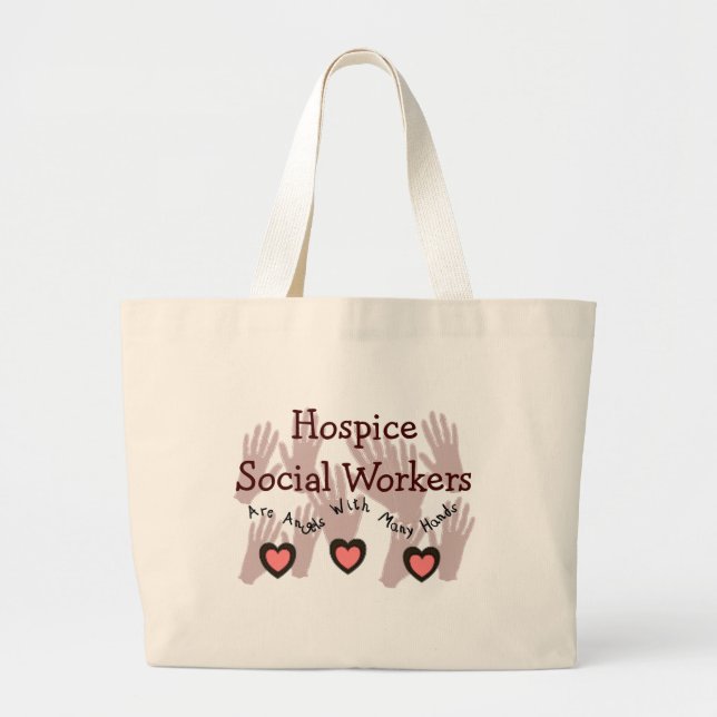 Hospice Social Workers "Angels With Many Hands" Large Tote Bag (Front)