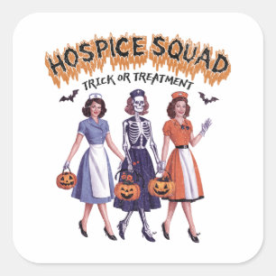 Hospice Squad Halloween For Nurse Square Sticker