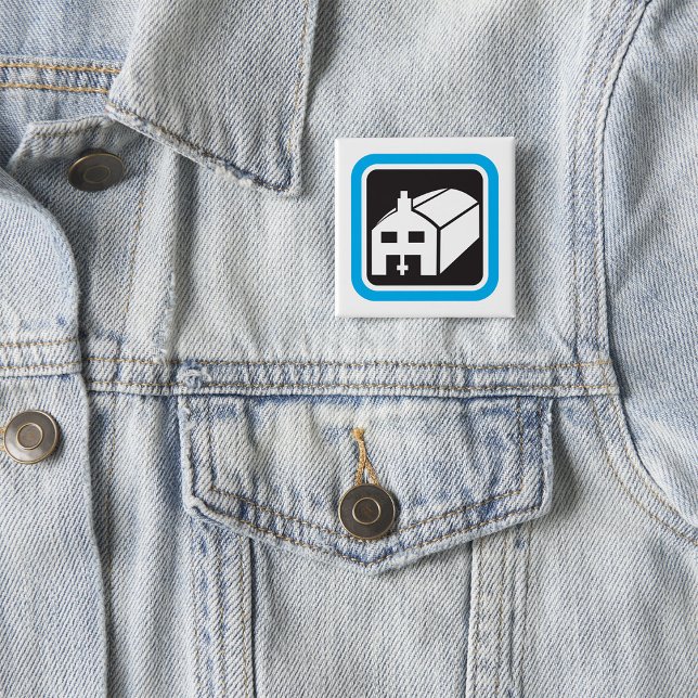 Hospital Barn Icon Minimalist Healthcare Facility  15 Cm Square Badge (Creator Uploaded)