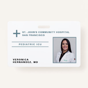 Hospital Blue Grey Medical Doctor Logo Photo ID ID Badge