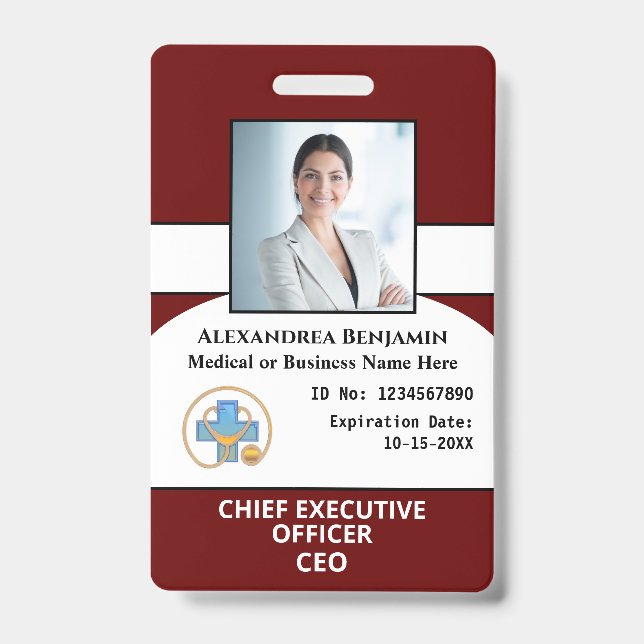 Hospital Business Employee Photo Logo ID Card  Badge (Front)