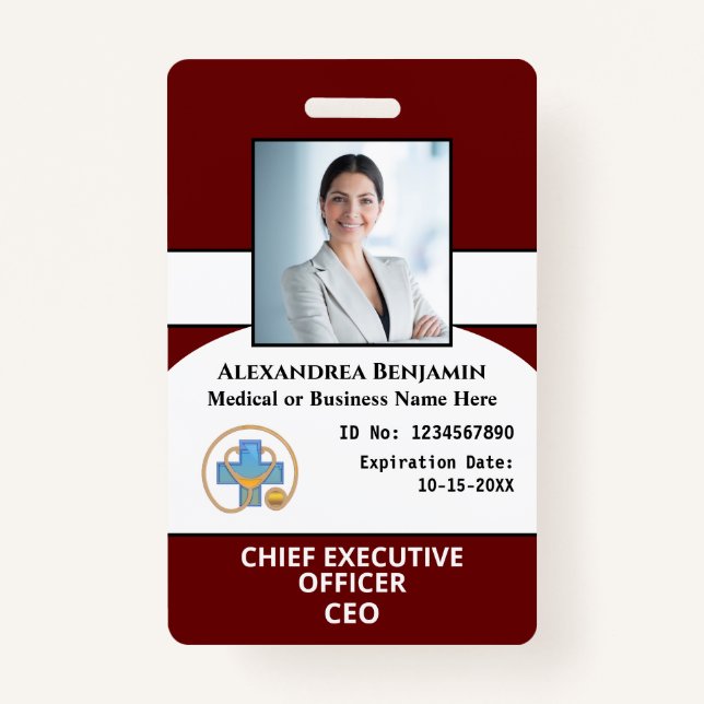 Hospital Business Employee Photo Logo ID Card  ID Badge (Front)