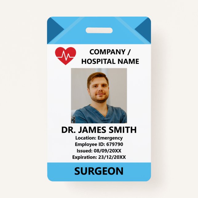 Hospital Doctor Nurse Care Security Photo ID Badge (Front)