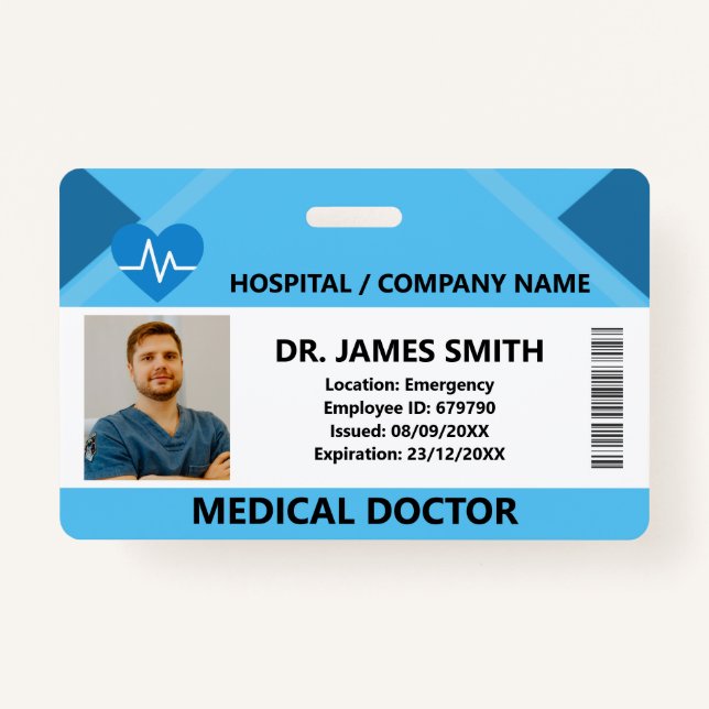 Hospital Doctor Nurse Care Security Photo ID ID Badge (Front)
