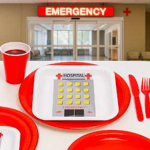 Hospital Emergency Medical Building Paper Plate