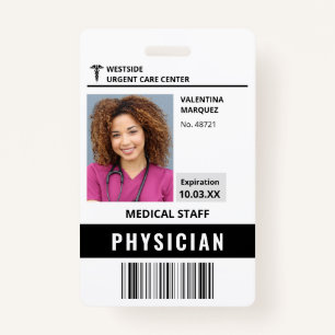Hospital Employee ID Photo Logo Barcode Badge ID Badge
