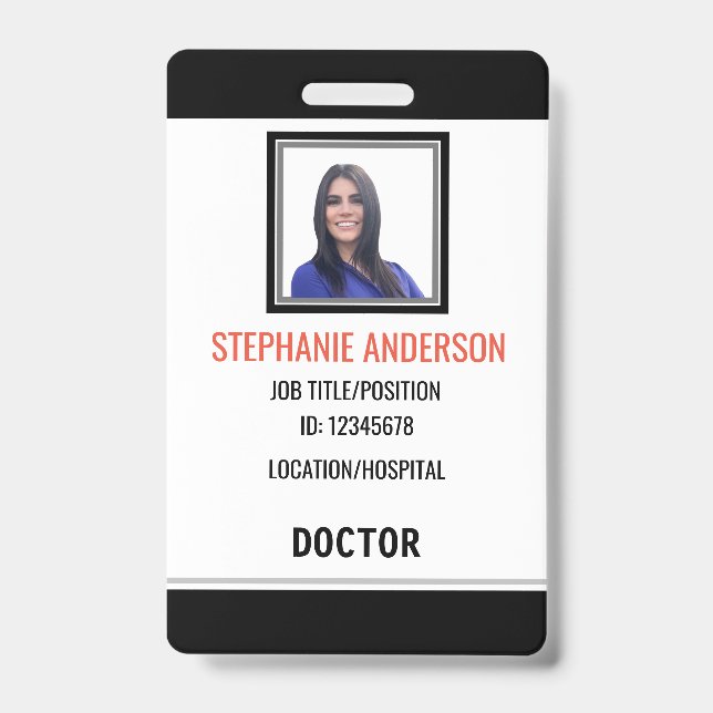 Hospital Employee Medical ID Badge (Front)