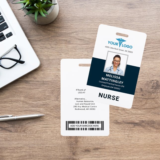 Hospital Employee Nurse RN Logo and Photo ID Badge (Hospital Employee Nurse RN Logo and Photo ID Badge)
