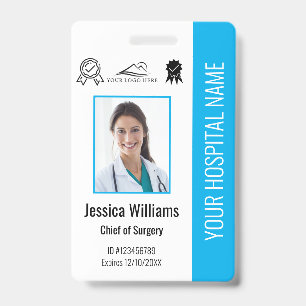 Hospital Employee Photo Certification Blue ID Badge