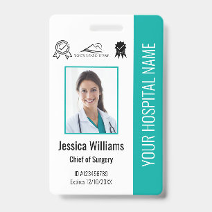 Hospital Employee Photo Certification Teal ID Badge