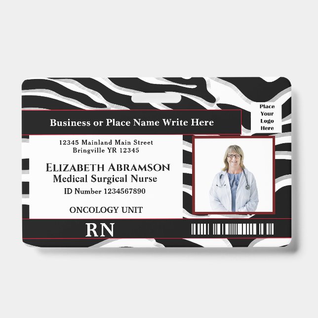 Hospital Employee Photo Logo ID Card Personalise Badge (Front)