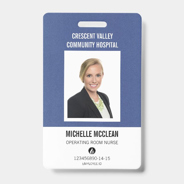 Hospital Employee Professional Custom Logo ID Badge (Front)