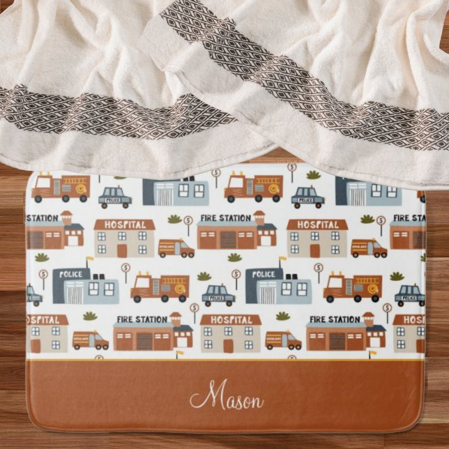 Hospital, Fire, Police City Pattern for Kids Bath Mat (Creator Uploaded)