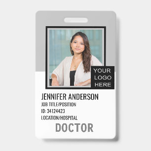 Hospital Grey Medical ID with Logo Badge