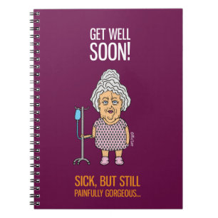 Hospital journal - get well soon - woman cartoon