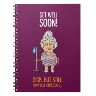 Hospital journal - get well soon - woman cartoon