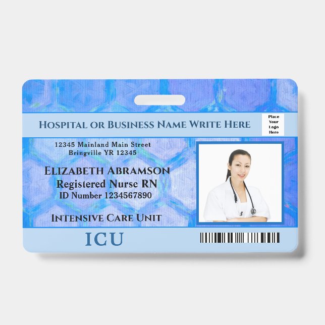 Hospital Medical Doctors Nurses RN Employee Photo ID Badge (Front)