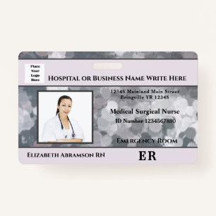 Hospital Medical Emergency Nurse Employee Photo ID Badge