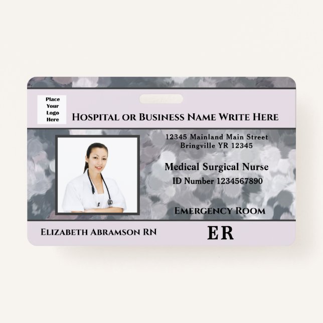 Hospital Medical Emergency Nurse Employee Photo ID Badge (Front)