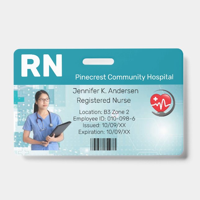 Hospital Medical Employee Photo ID Badge (Front)