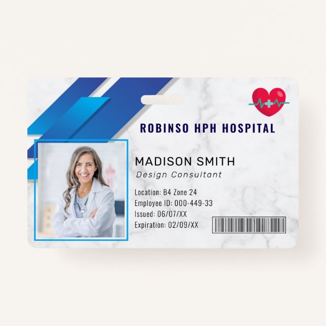 Hospital Medical Employee Photo ID  ID Badge (Front)