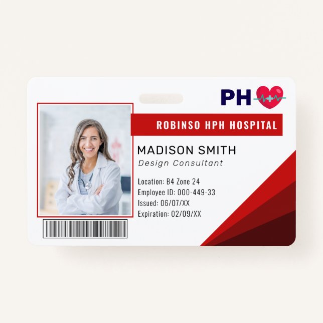 Hospital Medical Employee Photo ID  ID Badge (Front)
