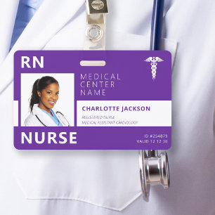 Hospital medical employee RN nurse photo ID ID Badge