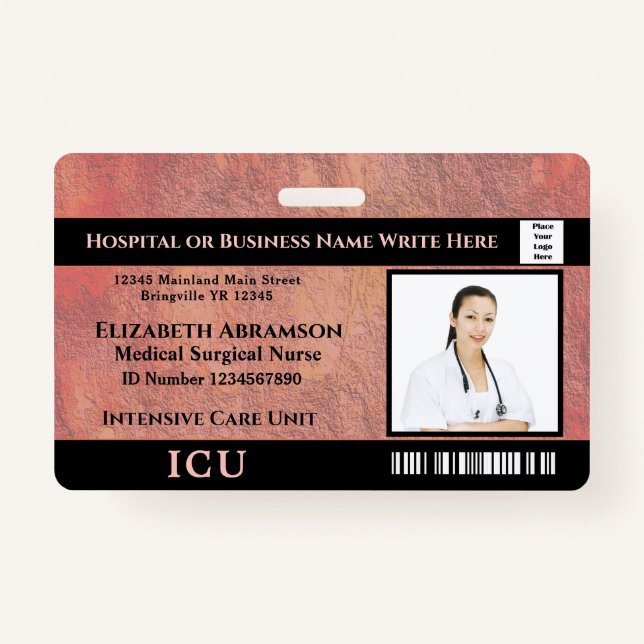 Hospital Medical Intensive Care ICU Employee Photo ID Badge (Front)