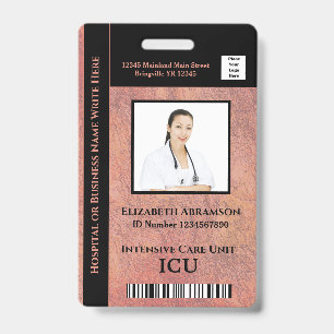 Hospital Medical Intensive Care ICU Employee Photo ID Badge