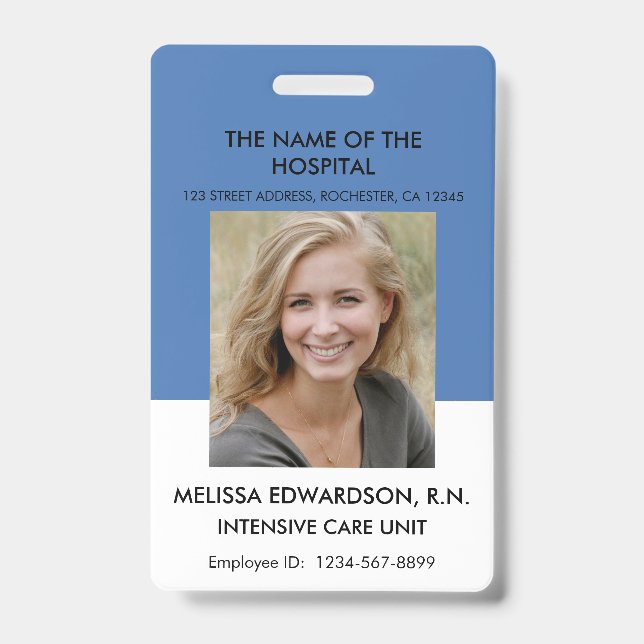Hospital Medical professional photo id name Badge (Front)