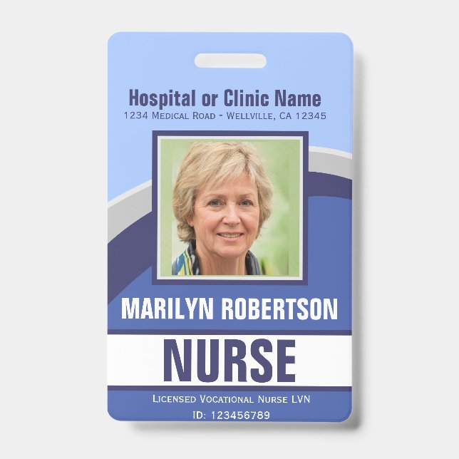 Hospital or Medical Clinic Name Badge ID Badge (Front)