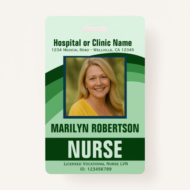 Hospital or Medical Clinic Name Badge ID Badge (Front)