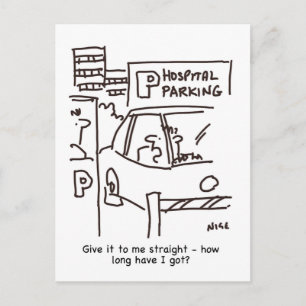 Hospital Parking Cartoon Postcard