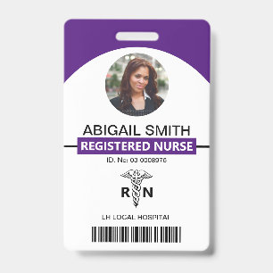 Hospital RN employee caduceus photo template ID Badge
