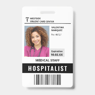 Hospitalist Doctor Physician ID Photo Badge