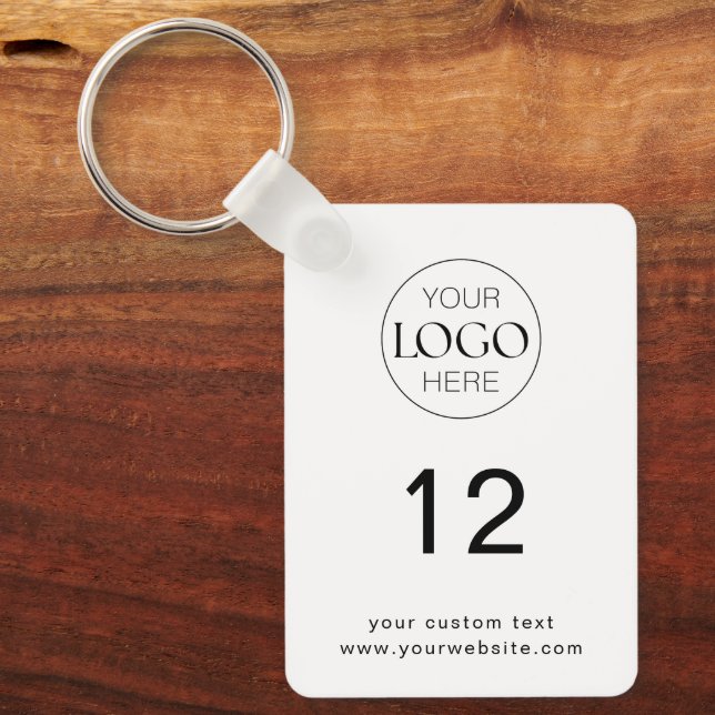 Hospitality Business Logo Room Number Minimalist Key Ring (Front)